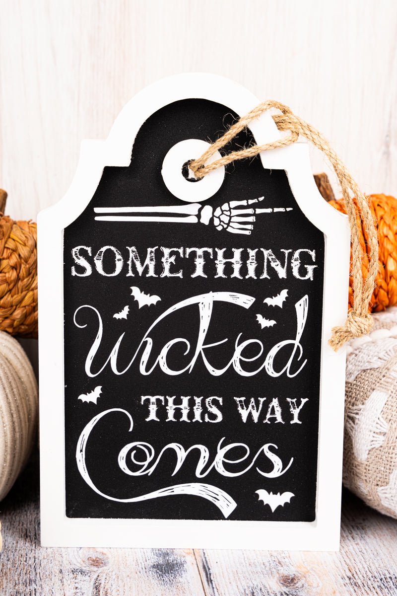 9.5 x 6 'Something WIcked This Way Comes' Framed Gift Tag Wall Sign - Wholesale Accessory Market