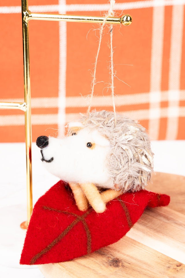 2.75 x 6 Cozy Woodland Red Felt Hedgehog - Wholesale Accessory Market