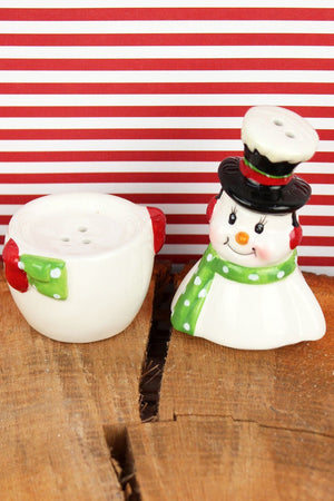 Ceramic Snowman Stacking Salt & Pepper Shaker Set - Wholesale Accessory Market