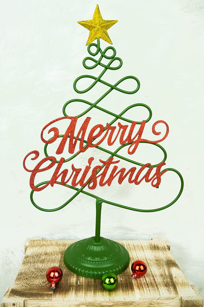 16 x 10.25 'Merry Christmas' Curly Metal Tree Decor - Wholesale Accessory Market