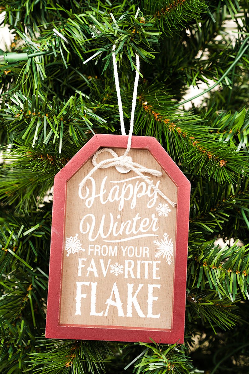 6.25 x 4.25 'Happy Winter From Your Favorite Flake' Wood Gift Tag Decor ...