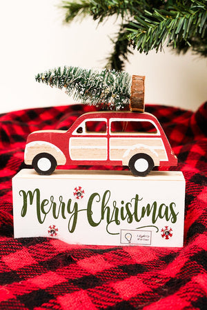 6.25 x 6 'Merry Christmas' Light Up Vintage Car & Tree Sign - Wholesale Accessory Market