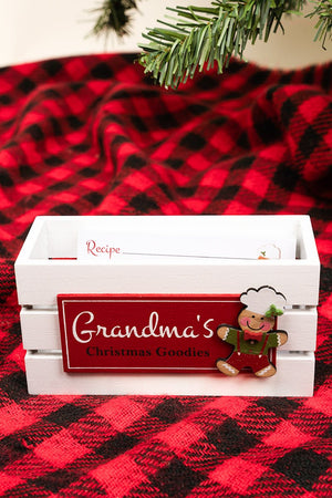 3.5 x 6.5 'Grandma's Christmas Goodies' Wood Recipe Box With Cards Set - Wholesale Accessory Market