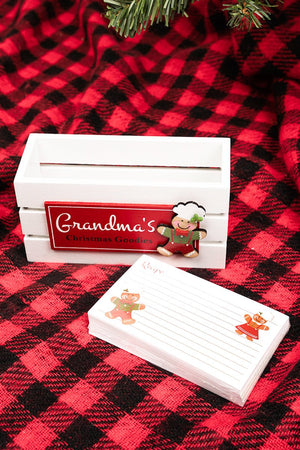 3.5 x 6.5 'Grandma's Christmas Goodies' Wood Recipe Box With Cards Set - Wholesale Accessory Market
