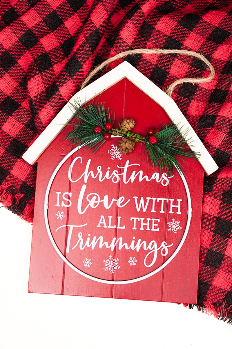 12 x 10 'All The Trimmings' Christmas Barn Wood Wall Sign - Wholesale Accessory Market