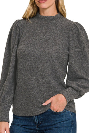 Zenana This Is The Time Black Hacci Puff Sleeve Sweater - Wholesale Accessory Market