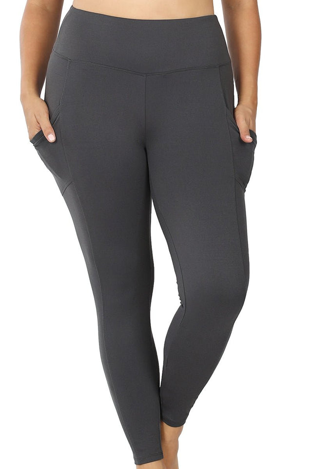 Zenana Plus Size Ash Gray Brushed Full Length Butter Leggings - Wholesale Accessory Market