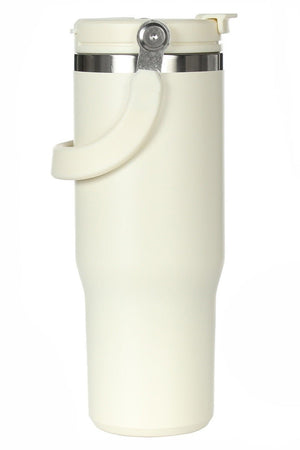 Zenana The Trek Cream 2-Way Flip Straw 30oz Tumbler - Wholesale Accessory Market